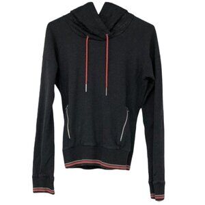 Puma charcoal grey pullover hoodie with through pocket hot pink accents S